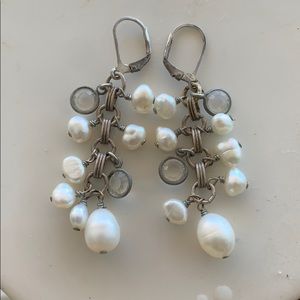 Vintage Antique Silver & natural Pearl earrings